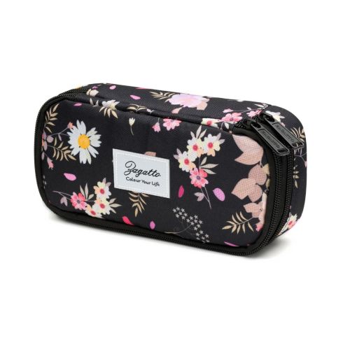 Dvoukomorový penál s květinami ZG877