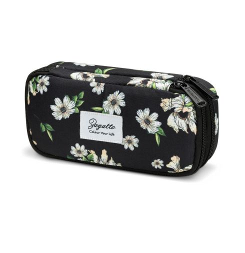 Dvoukomorový penál s květinami ZG880