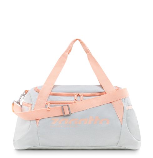 Torba sportowa damska, szara z łososiowymi detalami, ZG820