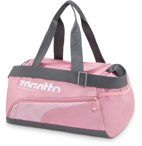 Torba sportowa damska różowa z szarymi detalami ZG842 - miniatura
