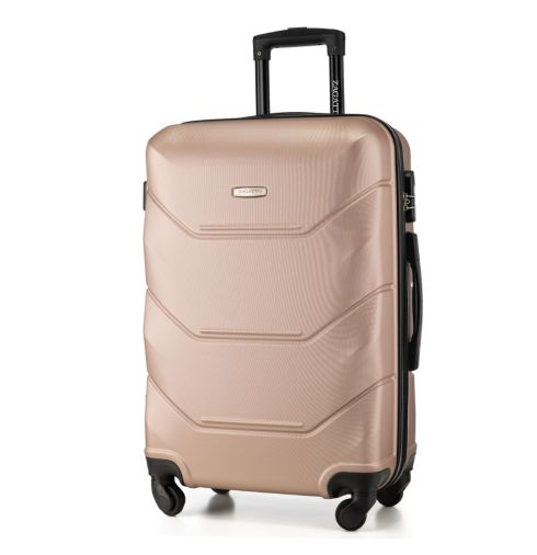 Střední kufr na kolečkách 65×45×26 růžově zlatý Petra