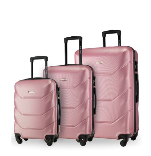 Sada 3 cestovních kufrů: malý, střední, velký, světle růžová, Barbados
