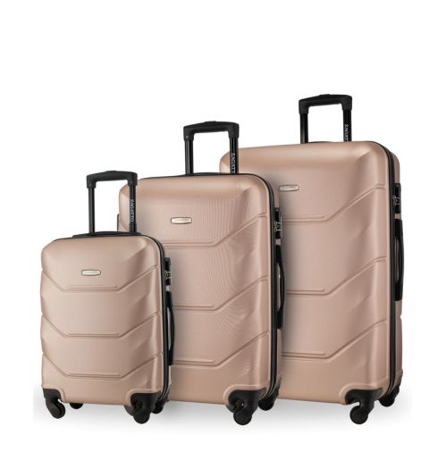 Sada 3 cestovních kufrů: malý, střední, velký, růžově zlatá, Petra