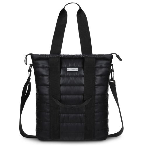 Výrazná černá prošívaná taška s ramenním popruhem