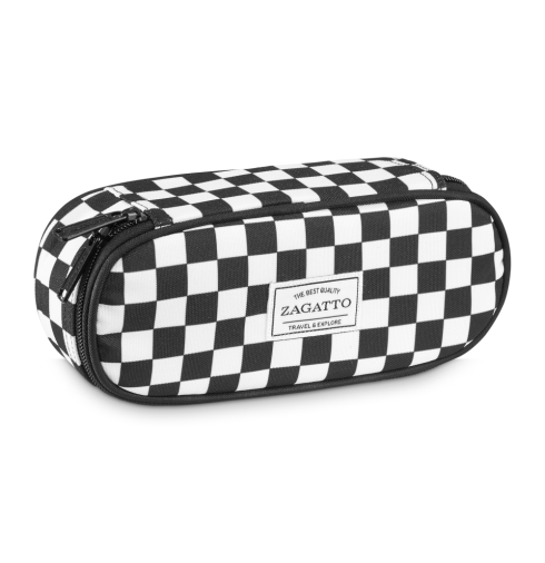 Piórnik jednokomorowy w czarno-białą szachownicę ZG852 - miniatura