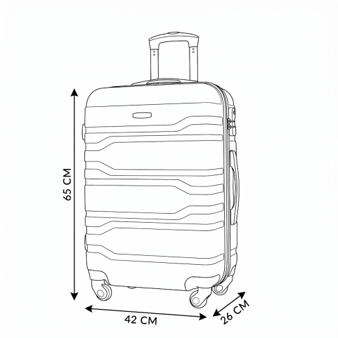 Černý kostkovaný kufr na kolečkách 65x42x26 Lanzarote