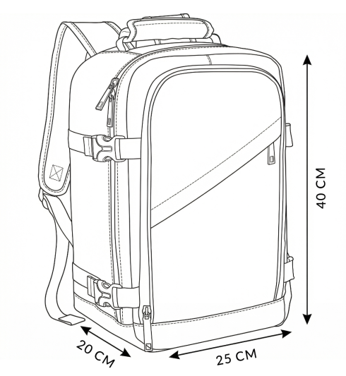Ergonomický batoh 40x20x25, šedý, příruční zavazadlo Curych