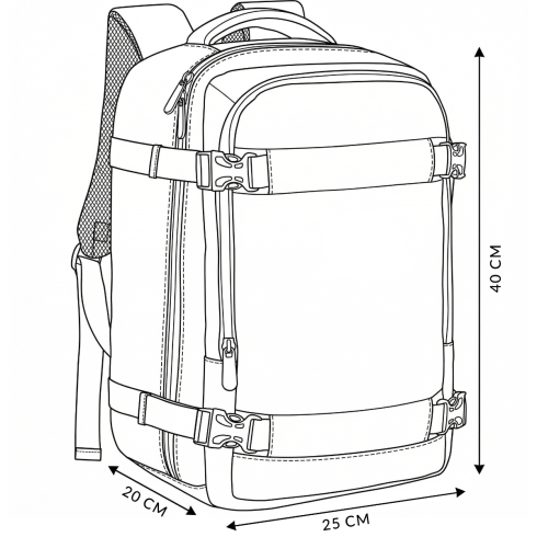 Černý příruční batoh do letadla 40x20x25 Dubaj
