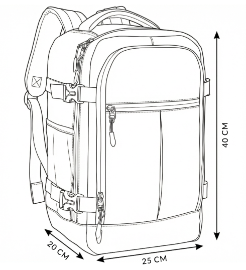 Turistický batoh do letadla 40×20×25 černý Paříž
