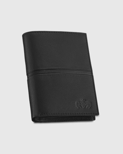 Černá pánská kožená vertikální peněženka RFID Secure z přírodní lícové kůže, Zagatto