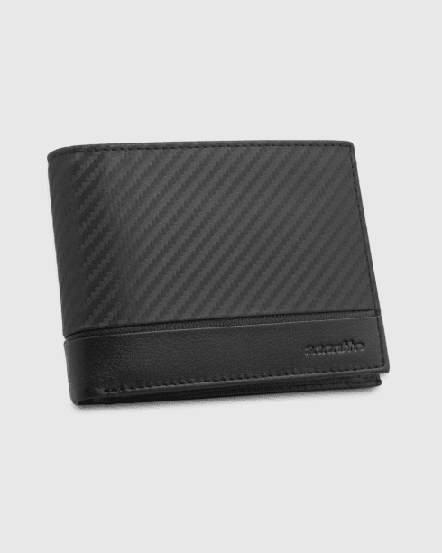 Černá pánská horizontální kožená peněženka carbon RFID Secure, přírodní lícová kůže, Zagatto