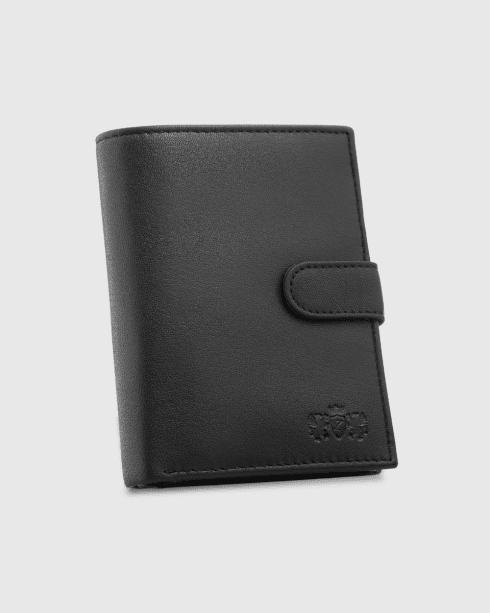 Černá pánská vertikální kožená peněženka zapínaná na patentku RFID Secure, přírodní lícová kůže, Zagatto