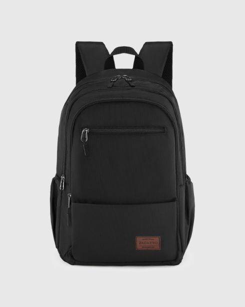 Černý vícekomorový školní batoh, polyester, Zagatto