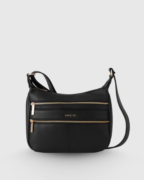 Černá dámská kabelka crossbody z ekokůže, Zagatto