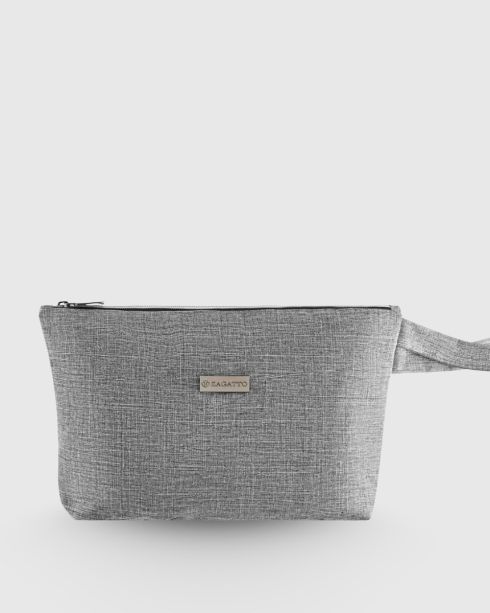 Šedá kosmetická taška na zip s rukojetí, polyester a nylon, Zagatto
