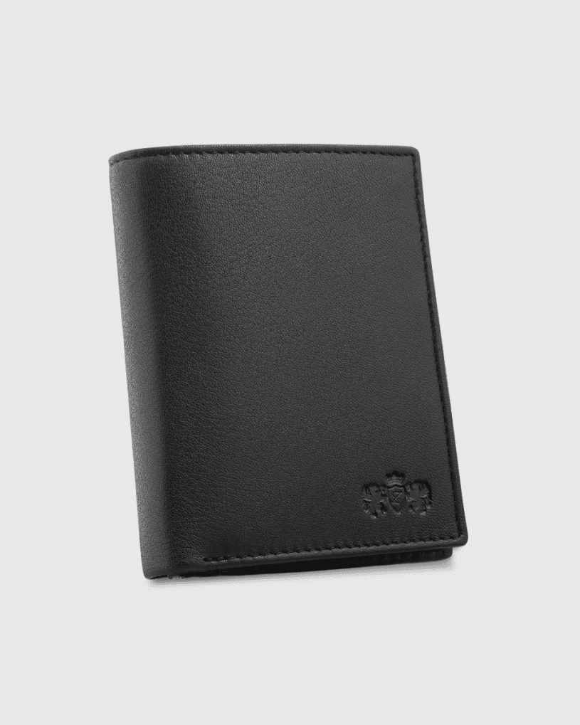 Portfel pionowy skórzany męski RFID Secure Rappen, kolor czarny