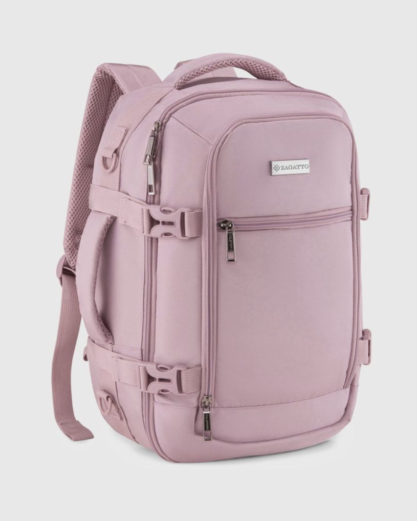 Dámský cestovní batoh 40x25x20 pudrově růžový, polyester a nylon, Zagatto – fotografie 2