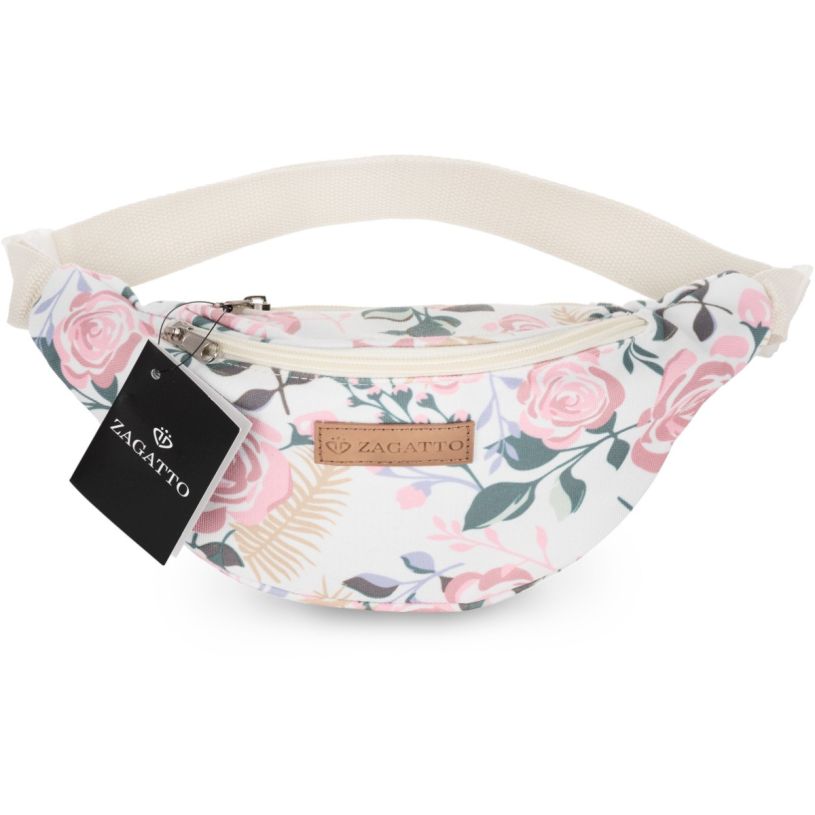 Bílá dámská ledvinka s květinami Roses, polyester a nylon, Zagatto