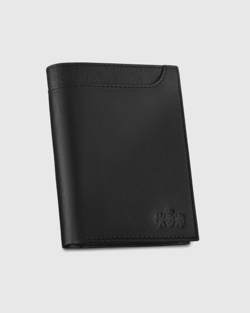 Černá pánská vertikální kožená peněženka s RFID ochranou, přírodní lícová kůže, Zagatto