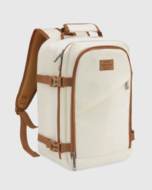 Béžový cestovní batoh do letadla 40×20×25 cm, polyester, Zagatto