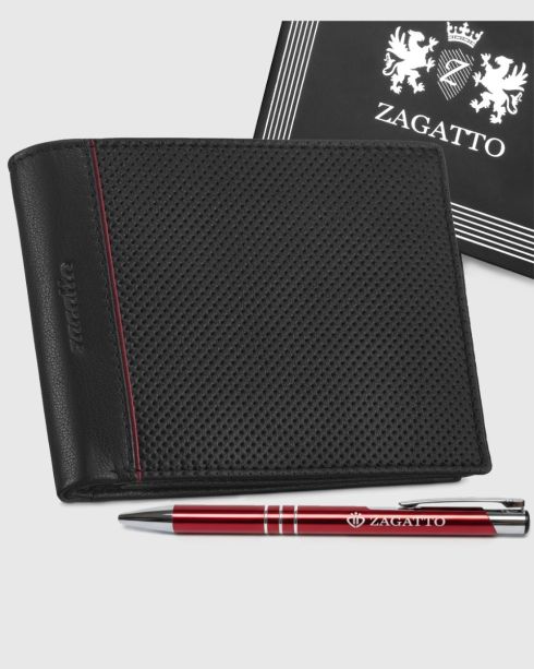 Černá pánská kožená horizontální peněženka RFID Secure z přírodní lícové kůže, Zagatto