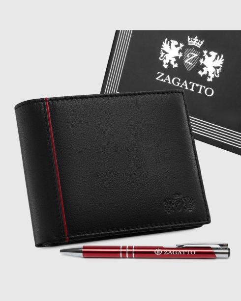 Černá pánská kožená peněženka horizontální RFID Secure, přírodní lícová kůže, Zagatto