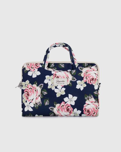 Dámská taška na notebook 15,6 palce s květinovým vzorem a kapsami, pudrově růžová, polyester, Zagatto