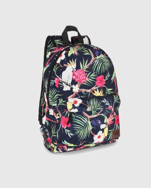 Dámský batoh s papoušky Rio, vícebarevná-květinová, polyester a nylon