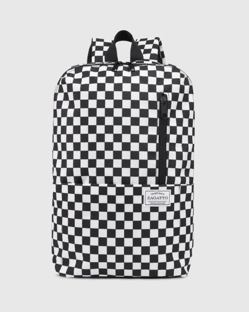 Černý dámský kostkovaný batoh, polyester a nylon, Zagatto