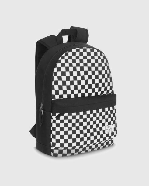 Černobílý kostkovaný batoh, polyester a nylon, Zagatto