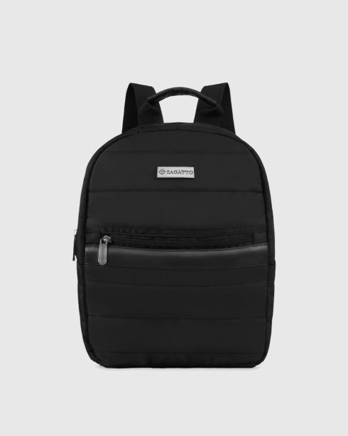 Černý prošívaný dámský batůžek, polyester a nylon, Zagatto