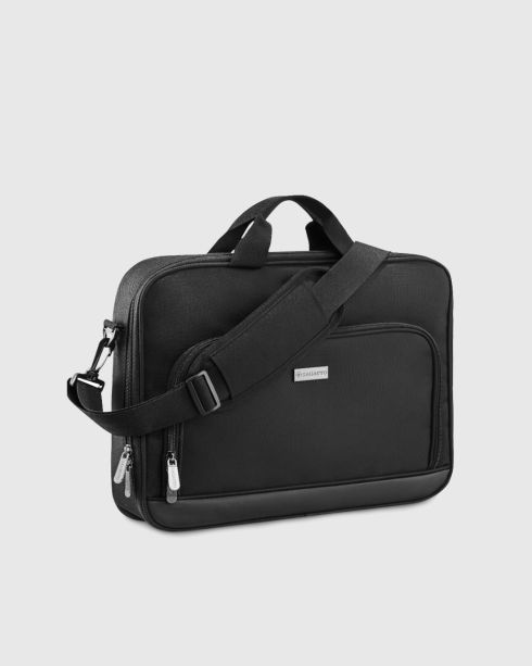 Černá brašna na notebook 15,6 palce s úchytem na kufr, zpevněná, polyester a nylon, Zagatto