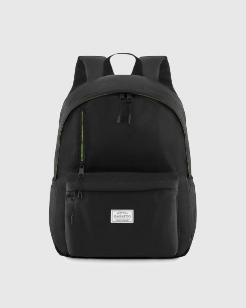 Černý městský batoh s limetkovým vnitřkem 27 l, polyester a nylon, Zagatto