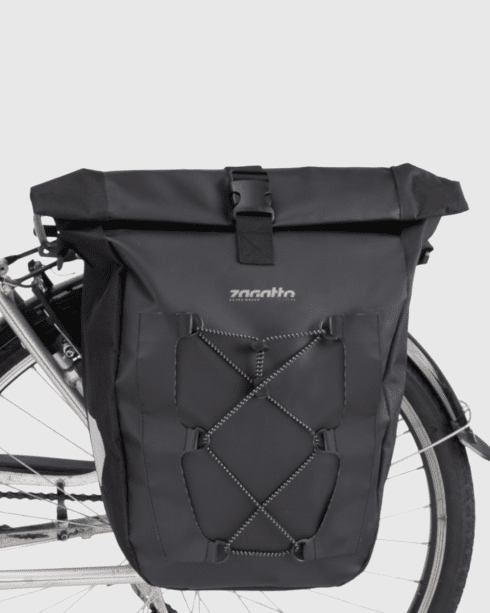 Černá boční brašna na kolo na nosič, polyester a Codura, Zagatto
