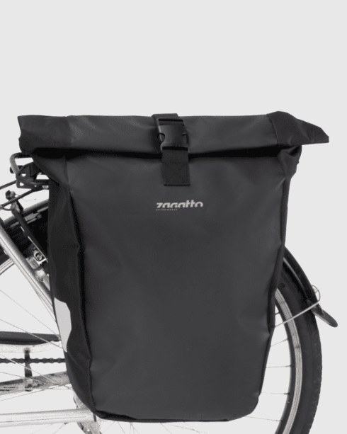 Černá boční brašna na kolo na nosič, polyester a Codura, Zagatto