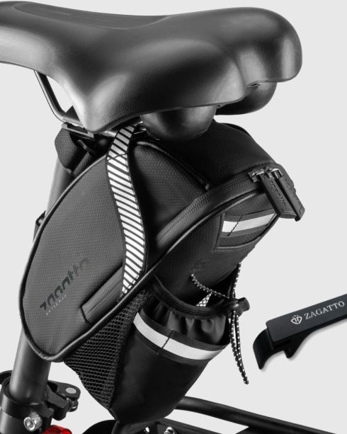 Černá cyklistická brašna pod sedlo, polyester a nylon – fotografie 2
