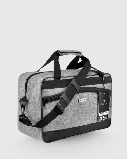 Šedá příruční taška do letadla 40x20x25 cm, polyester a nylon, Zagatto