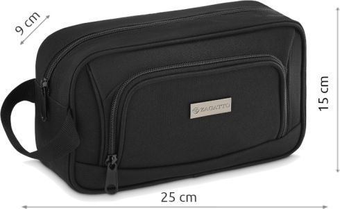Černá cestovní kosmetická taška s přihrádkami, na zip, Szafir