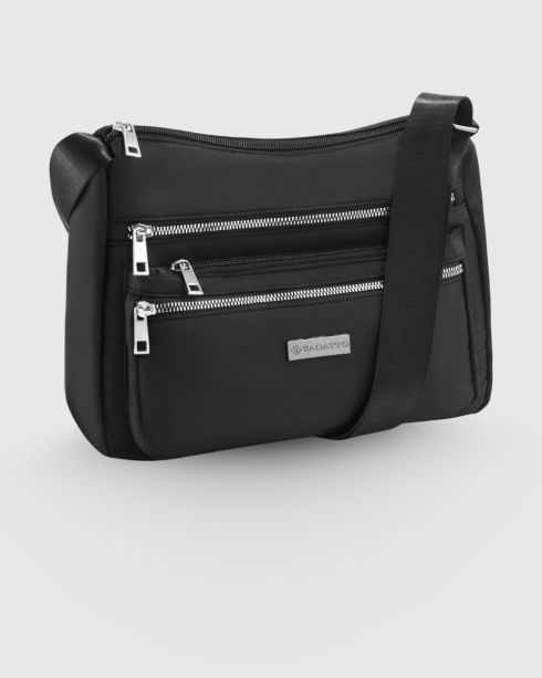Černá městská dámská crossbody kabelka přes rameno, polyester a nylon, Zagatto – fotografie 3