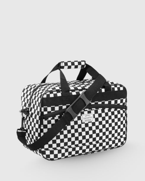 Černá cestovní taška Ryanair s kostkovaným vzorem 40x20x25, polyester a nylon, Zagatto