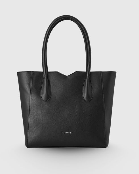 Černá velká dámská kabelka shopper z ekokůže, Zagatto