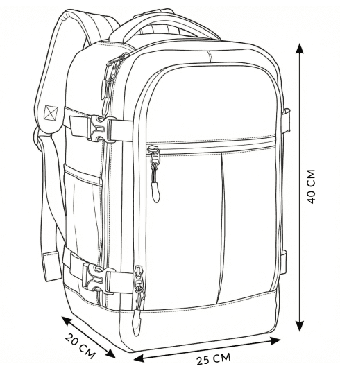 Turistický batoh do letadla 40×20×25 černý Paříž